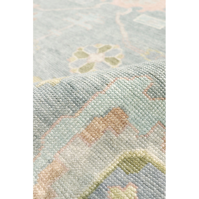 Oushak Hand Knotted Wool Oriental Area Rug in L. Blue / L. Blue, Rectangle 6'2" x 8'11"