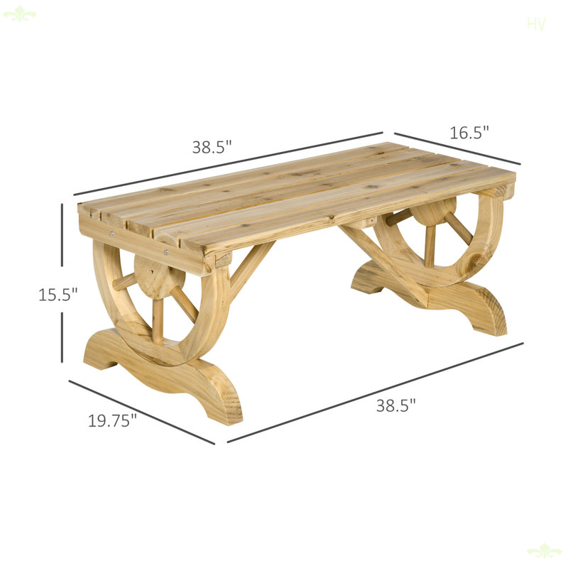 Natural Wood Wagon Wheel 2-Person Garden Bench