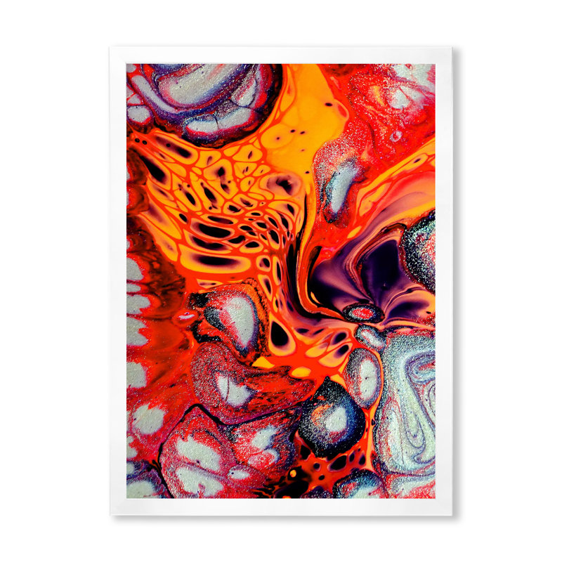 «Colorful Mixed Abstract Fluid XV», art mural moderne sur toile, H 20 po x l 12 po x P 1 po, Cadre photo blanc