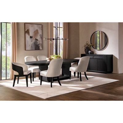 Bangor Burnished Black / Cream 7-piece Rectangular Dining Table Set