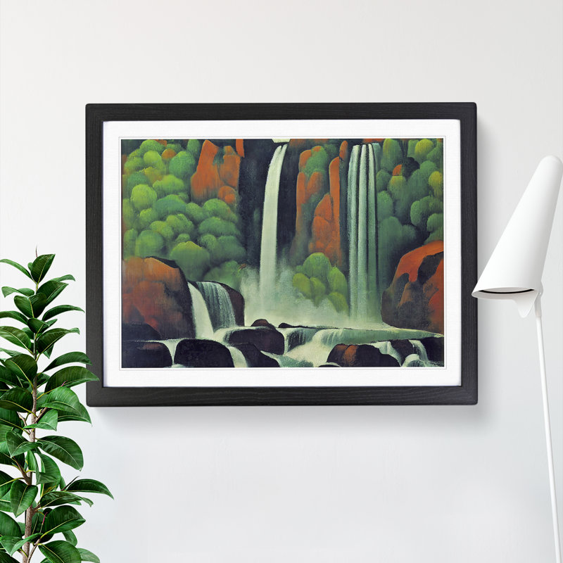 Charming Waterfall - Single Picture Frame Painting, Black, 25cm H x 34cm W x 2cm D