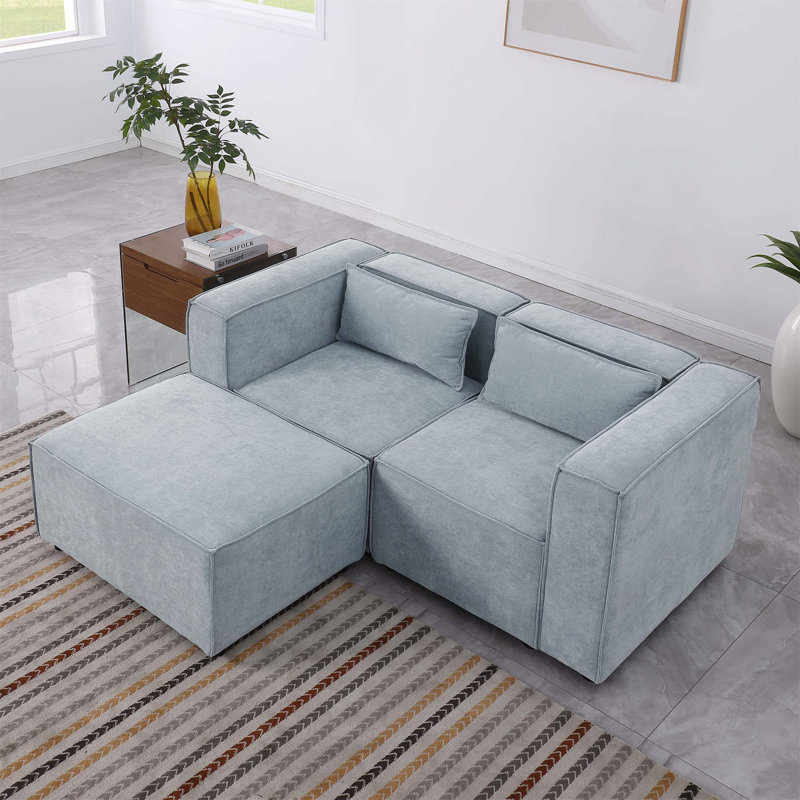 Tissu modulaire en chenille de Sofaish, simple et grand, le siège et le dossier sont très doux, Bleu grisâtre