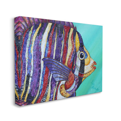 " Broad Fin Varied Layered Stripes Aquatic Fish Design " by Lisa Morales Painting Print