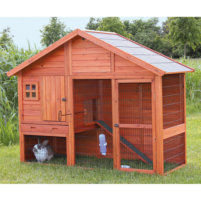 Large Glazed Pine 2-Story Outdoor Guinea Pig Hutch
