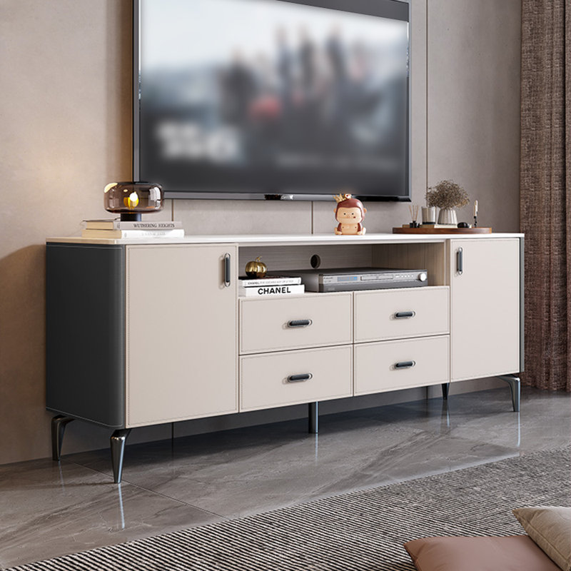 Meuble télé moderne de style minimaliste haut de gamme, 86.61", Gris / beige
