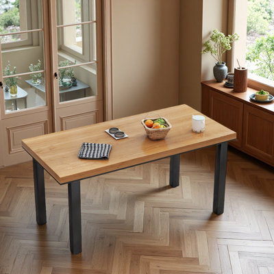 Table de salle à manger rectangulaire en bois massif épaissi