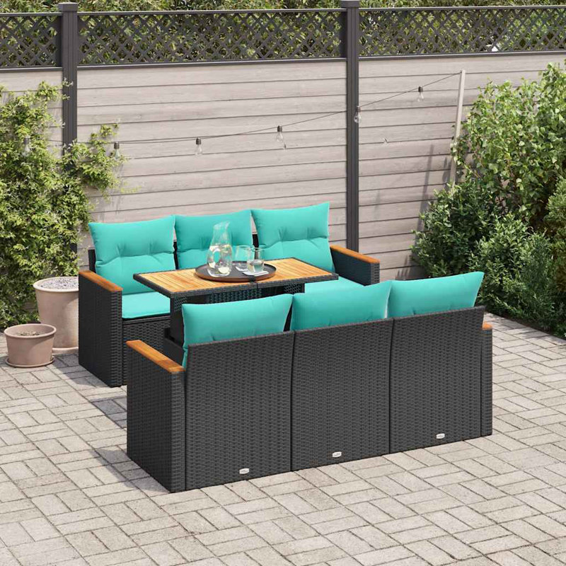  Ensemble de canapé de patio 7 pièces avec coussins en rotin de polyester