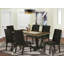 Ensemble de 7 pièces avec petite table de cuisine couleur ciment et 6 chaises parsons noires brossées avec têtes de clou et dossier haut de style, finition noire brossée-726092892-726092894-726092895