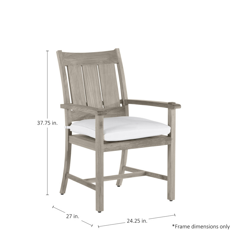 Fauteuil d'extérieur en teck Croquet, Blanc naturel Availa, Welt + bourre standard, Teck huître