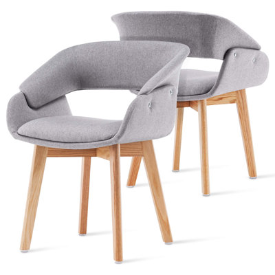 Modern Dining Room Accent Arm Chairs,Fabric Mid-Century Upholstered Side Seat with Solid Wood Legs
