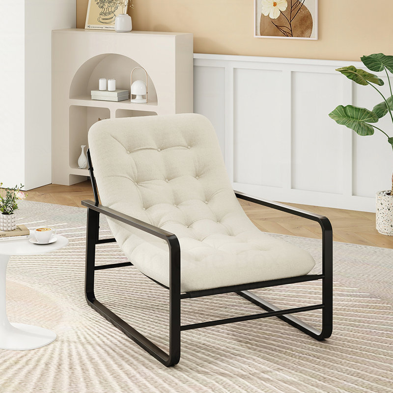 Modern Accent Chair With Sturdy Iron Frame, 31.1" H x 26.8" W x 41.7" D, Beige