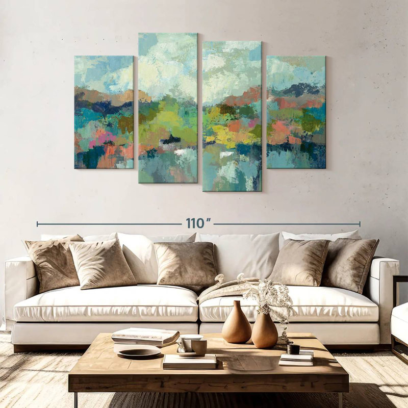Avery au bord du lac abstrait, H 54 po x l 84 po