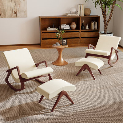 Fauteuil inclinable berçant en bois de frêne massif de 40 po de largeur avec repose-pieds (avec 2 repose-pieds)