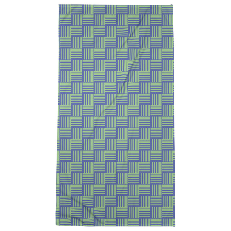 Serviette de bain à rayures Baskettressée classique, Vert jungle / bleu foncé