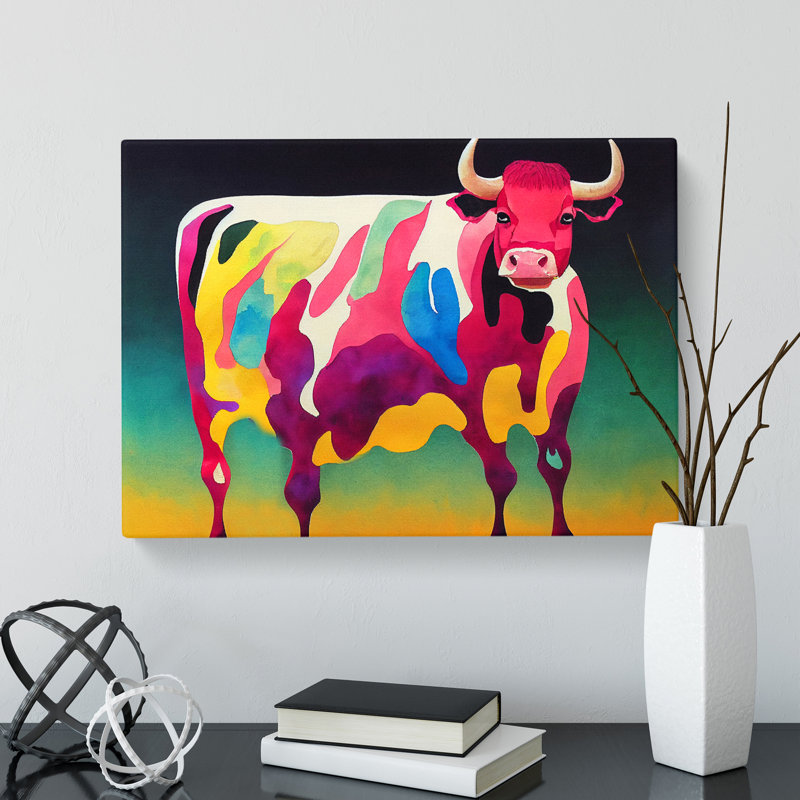 Colourful Cow Vol.6 Abstract - Wrapped Canvas, 35cm H x 50cm W x 3cm D