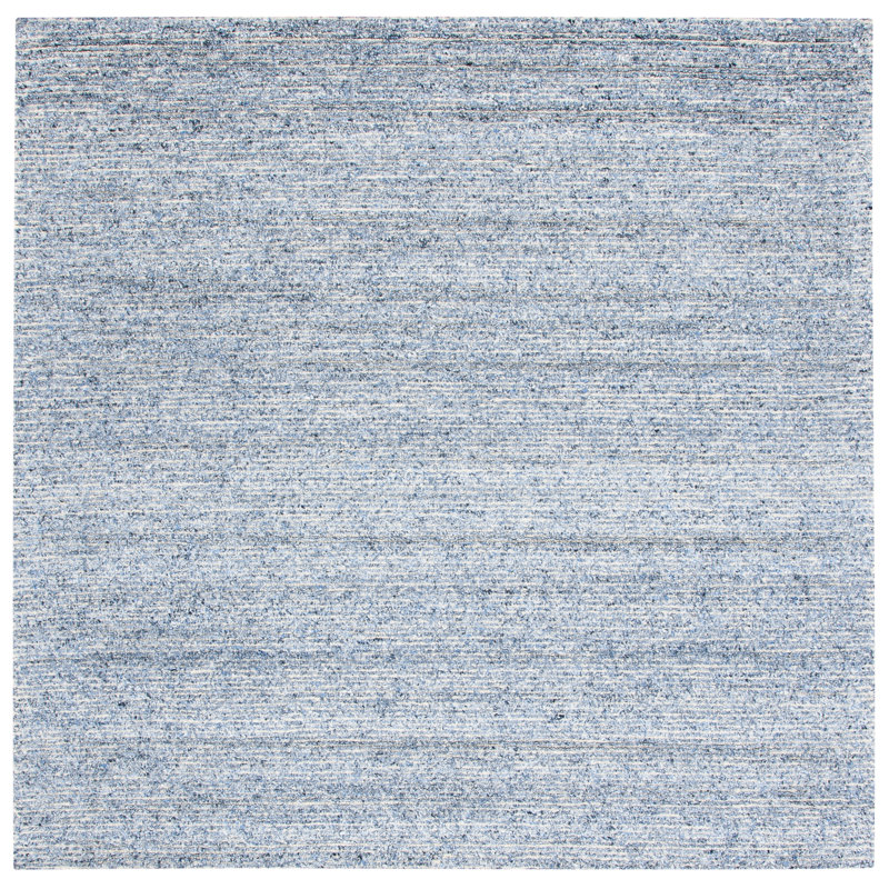 Tapis bleu en viscose / laine touffeté à la main Haddan, Carré 4 pi