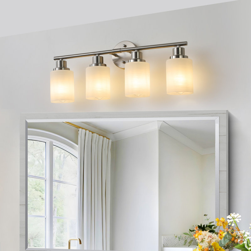 Éclairage pour meuble-lavabo moderne 4 lumières 4 lumières, Nickel brossé