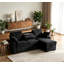 Canapé-lit convertible de 85 po avec méridienne avec rangement, canapé-lit en forme de L moderne avec double porte-gobelet, plateau amovible et 2 pollows-131282368