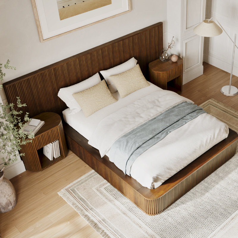 Ellison Fluted Solid Wood Bed Walnut