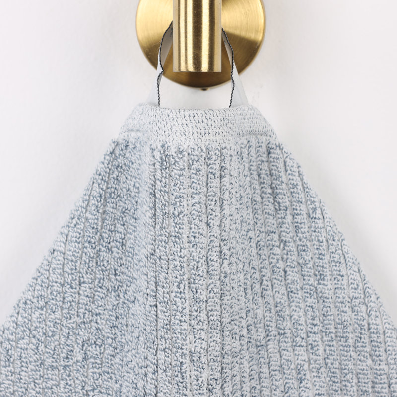 Essuie-mains en mélange de coton et viscose Destin, Bleu denim