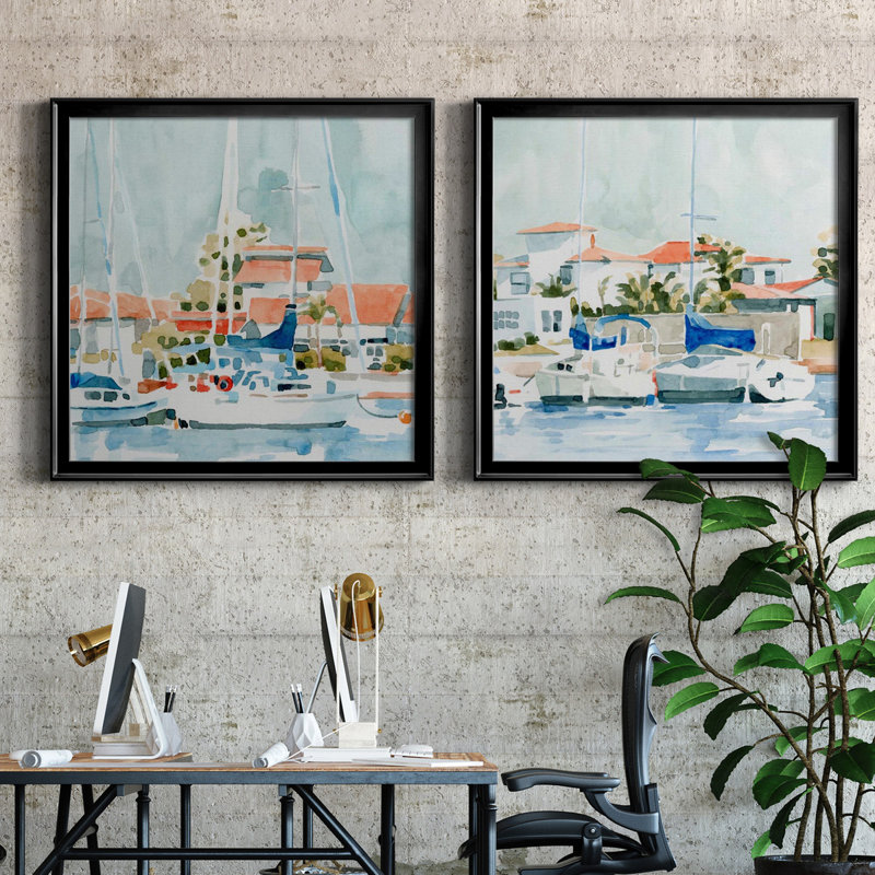 Beach Town Summer I Beach Town Summer I - Ensemble de 2 cadres photo, H 30,5 po x l 61 po, Toile encadrée, Noir