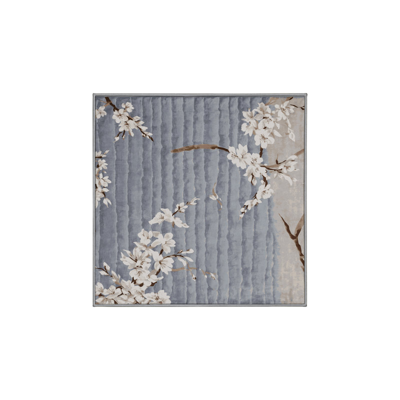 Machine Washable Gray Area Rug, Square 6'