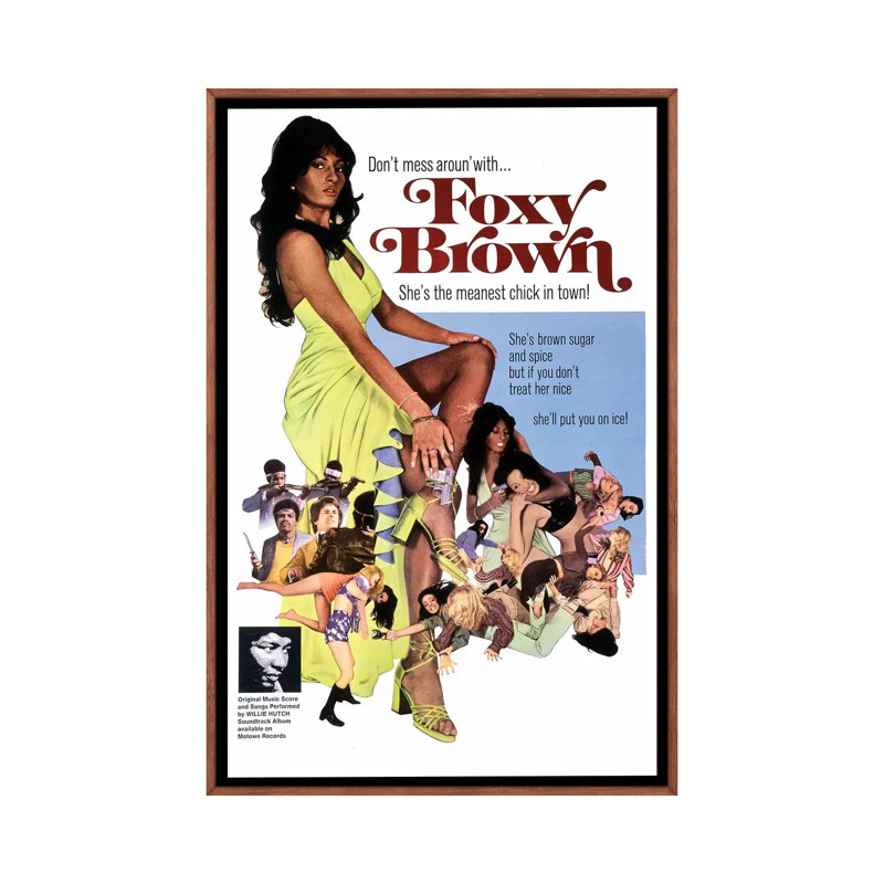 Foxy Brown - Advertisements Print, No Matte, 48" H x 32" W x 1.5" D, Classic Wood Framed Canvas