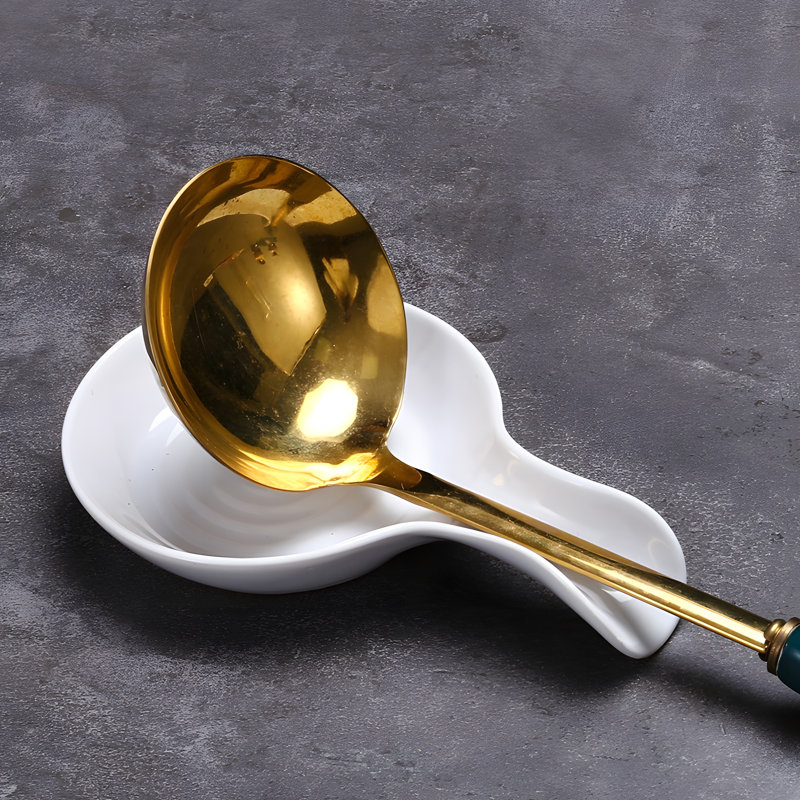 Repose-cuillère en céramique, taille idéale pour les ustensiles de cuisine, résistant à la chaleur et facile à nettoyer, conception unique qui ajoute du charme, va au lave-vaisselle