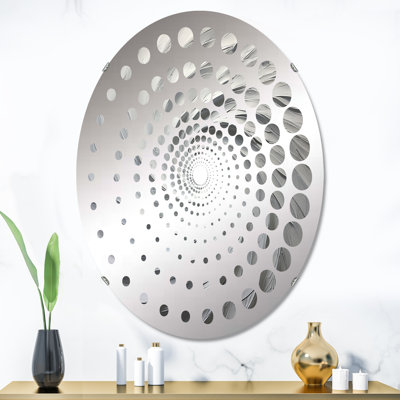 White Majestic Motion - Spiral Dot Decorative Mirror