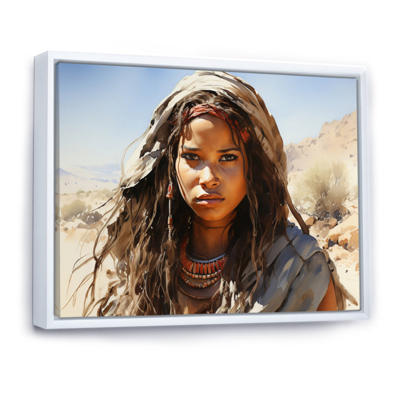 Tribus d'Afrique, beauté himba sur toile, Cadre flottant blanc, H 24 po x l 32 po x P 1 po