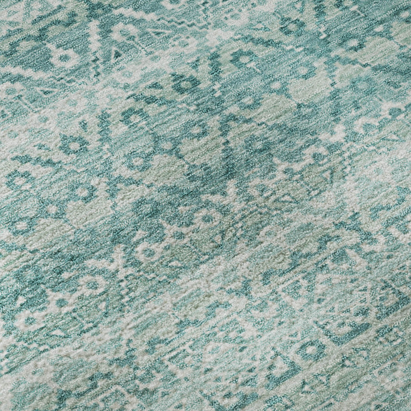 Premium Machine Washable Mayfield AMF2101 Striped Rug, Aqua, 3' x 5'