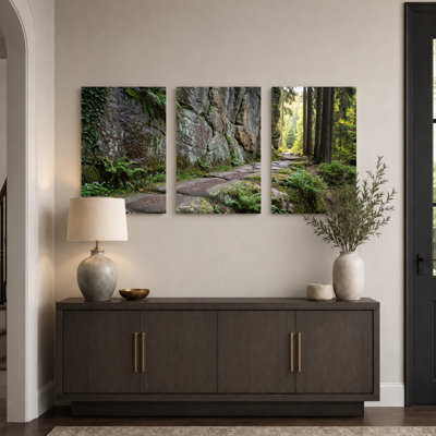 Ensemble de 3 tableaux sur toile « Chemin forestier » pour la décoration du salon et de la chambre.