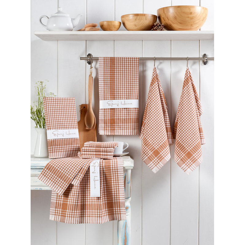 Ensemble de serviettes 100% coton 10 pièces Lilly-Mae, Brun / blanc