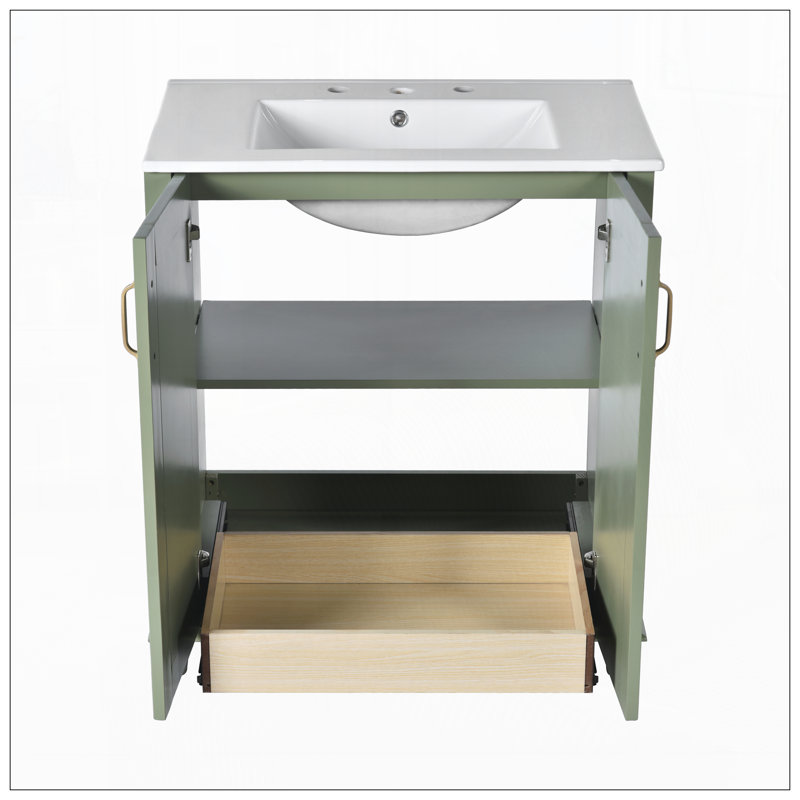 Meuble-lavabo 30 po avec lavabo en céramique, Vert