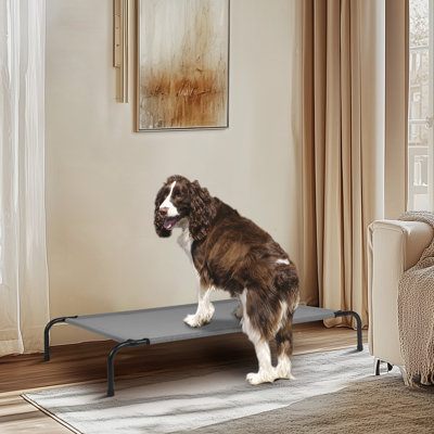 Lit pour chien surélevé, acier allié et filet en textilène, capacité de 80 lb, respirant / facile à nettoyer / antidérapant, intérieur / extérieur / pique-nique / camping, 6,8 lb, grand lit pour chien durable