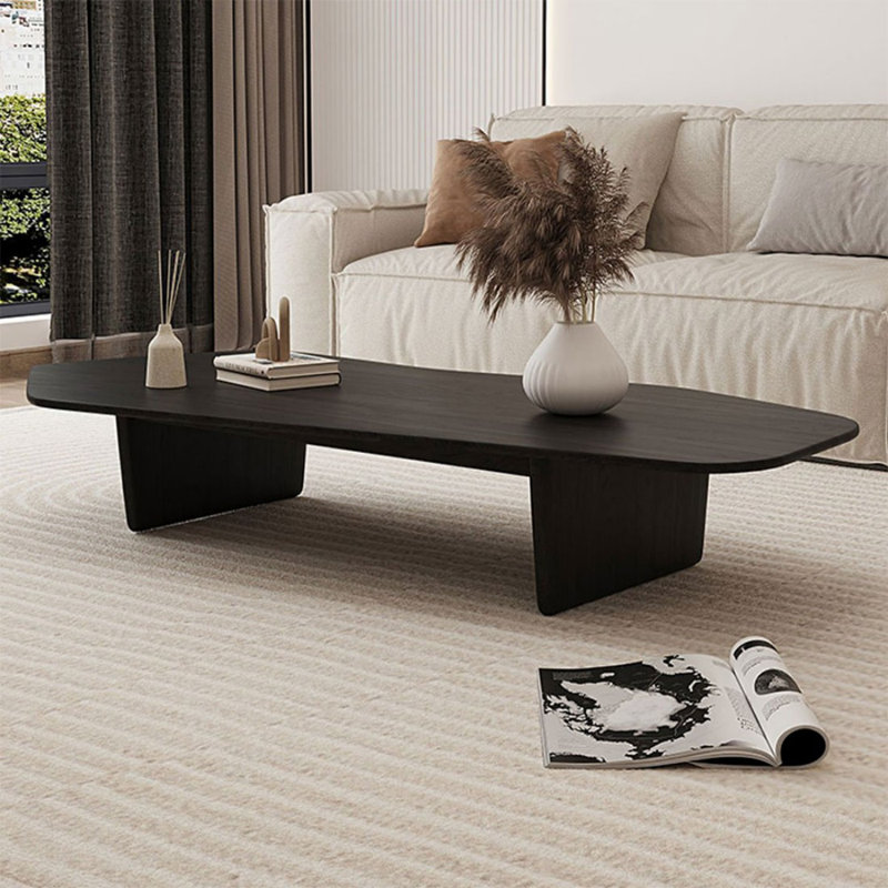 Table basse noire en bois massif, Noir, H 15,75 po x L 47,24 po x l 23,62 po