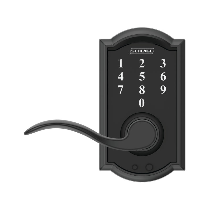 Schlage Touch Keyless Touchscreen Lever with Camelot Trim and Accent Lever, Matte Black