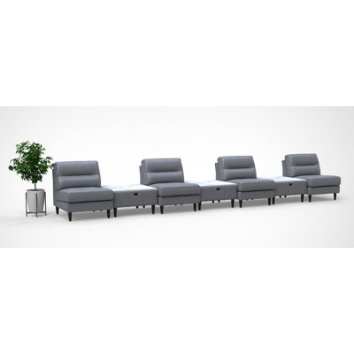 Ensemble de chaises de salle d'attente avec table de chargement pour 4 personnes 4 pièces 100% cuir véritable 7 pièces couleur gris