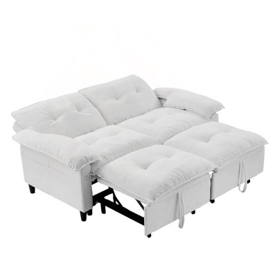 Pull-Out Velvet Sofa Bed with Hidden Mattress