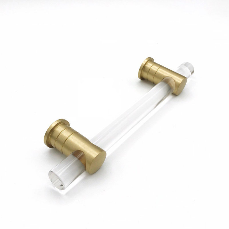 Luz 4" Lucite Center to Center Cabinet Handle, Satin Brass