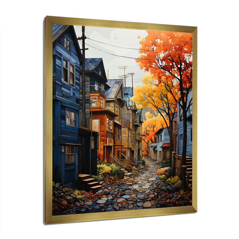 «Palina Cityscape Alleyway Patchwork V», reproduction sur toile, H 32 po x l 24 po x P 1 po, Encadrement doré