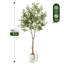 Olive artificielle 7 pi en pot blanc, plante d'intérieur artificielle réaliste pour le salon, le vestibule et le bureau-537900789-546707243