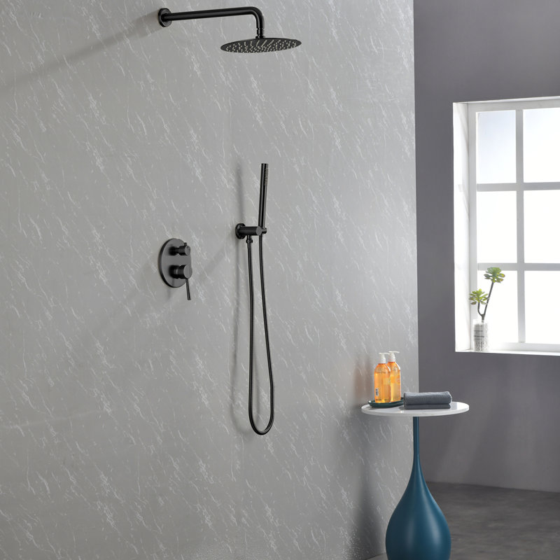 Shower System, Wall Mounted Shower Faucet Set For Bathroom With High Pressure 10" Stainless Steel Rain Shower Head Handheld Shower Set, 2 Way Pressure Balance Shower Valve Kit