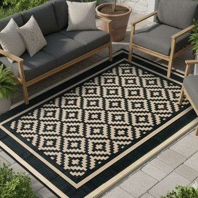 Waterproof Outdoor Rug & Picnic Mat, Reversible Geometric Camping Rug, Washable Non-Slip Mat for Patio, Beach, Garden and RV