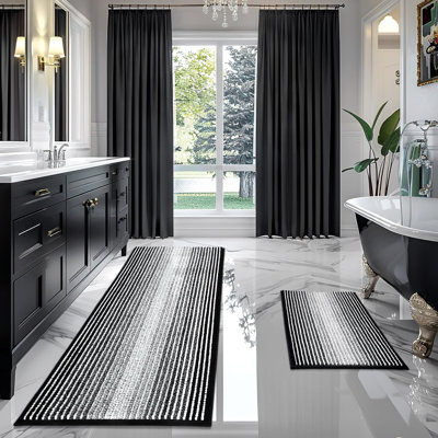 Quick‑Dry Shaggy Bath Mat 2‑Piece Non‑Slip Floor Rug