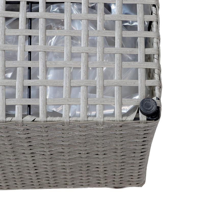 2-Piece Modern Assorted Square Gray Polyrattan Indoor Planter with Liner, Gray