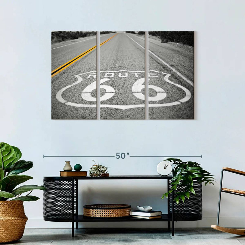 " Route 66 Open Road " by L. C. Sutton Creations 3 - Pieces, 45" H x 28" W x 1.25" D