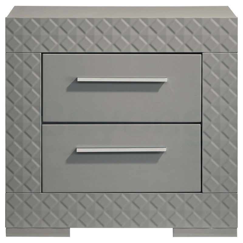 Table de chevet 2 tiroirs Pierce Grey, Gris