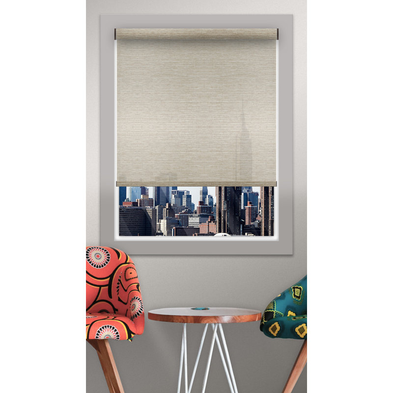 Room Darkening Roller Shade, Green/Grey, 64"W x 48"L