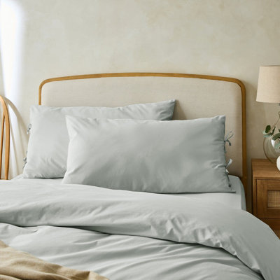 Stiliana 300 Thread Count Stonewashed Cotton Pillowcase Pair with Tie Hem